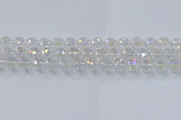 CNC648 15.5 inches 12mm faceted round plated natural white crystal beads