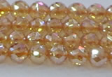 CNC651 15.5 inches 6mm faceted round plated natural white crystal beads