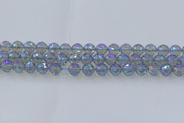 CNC659 15.5 inches 10mm faceted round plated natural white crystal beads