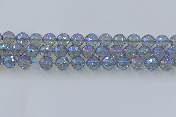 CNC661 15.5 inches 14mm faceted round plated natural white crystal beads