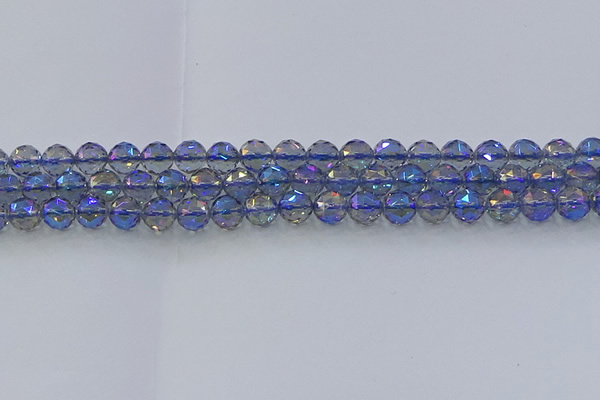 CNC664 15.5 inches 8mm faceted round plated natural white crystal beads