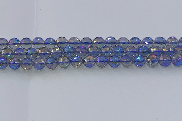 CNC666 15.5 inches 12mm faceted round plated natural white crystal beads
