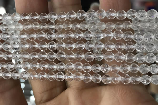 CNC701 15.5 inches 4mm faceted round white crystal beads