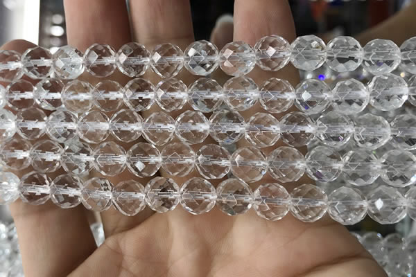 CNC704 15.5 inches 10mm faceted round white crystal beads