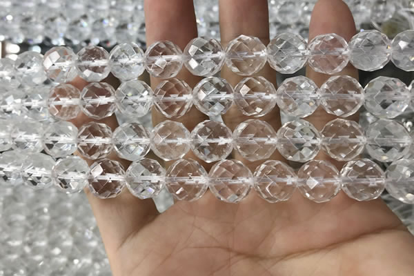 CNC706 15.5 inches 14mm faceted round white crystal beads