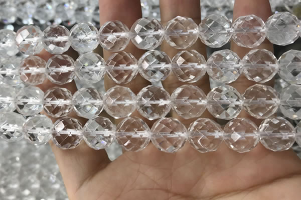 CNC707 15.5 inches 16mm faceted round white crystal beads