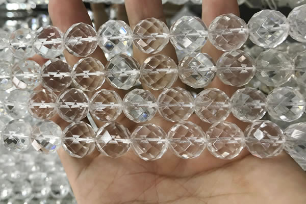 CNC709 15.5 inches 20mm faceted round white crystal beads