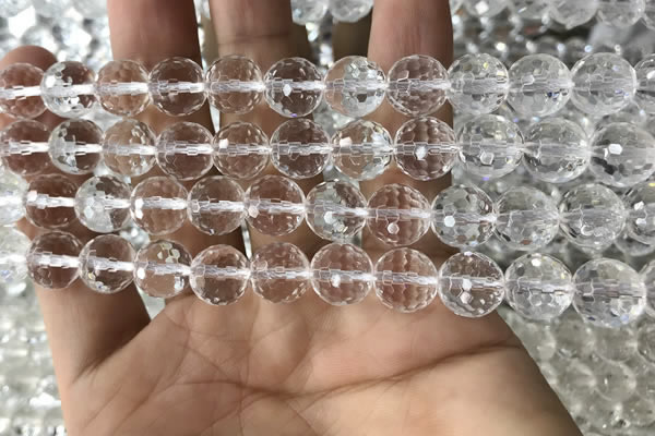 CNC714 15.5 inches 10mm faceted round white crystal beads