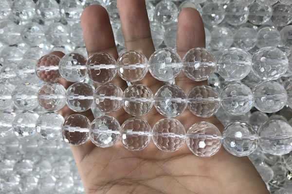 CNC716 15.5 inches 14mm faceted round white crystal beads