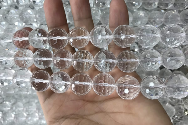 CNC717 15.5 inches 16mm faceted round white crystal beads