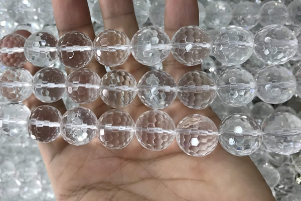 CNC719 15.5 inches 20mm faceted round white crystal beads