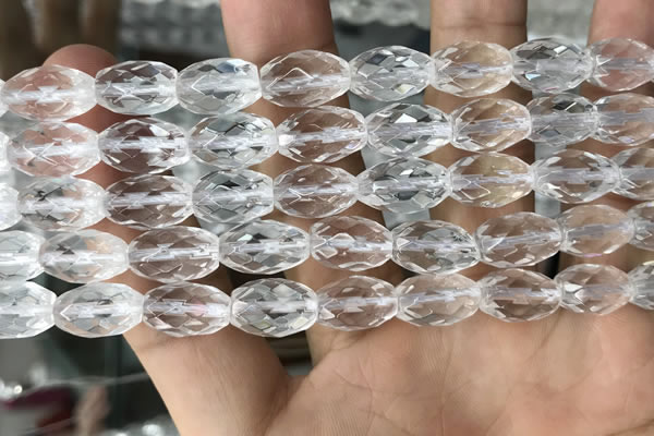 CNC722 15.5 inches 8*12mm faceted rice white crystal beads