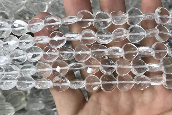 CNC736 15.5 inches 10*10mm faceted heart white crystal beads
