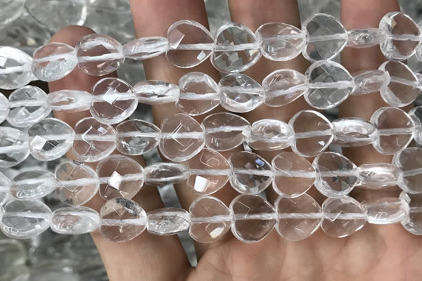 CNC737 15.5 inches 12*12mm faceted heart white crystal beads