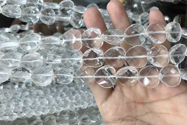CNC738 15.5 inches 14*14mm faceted heart white crystal beads