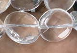 CNC747 15.5 inches 14mm faceted coin white crystal beads