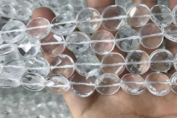 CNC750 15.5 inches 20mm faceted coin white crystal beads