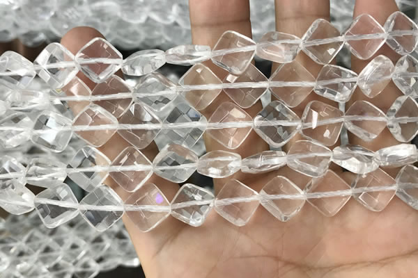 CNC753 15.5 inches 8*8mm faceted diamond white crystal beads