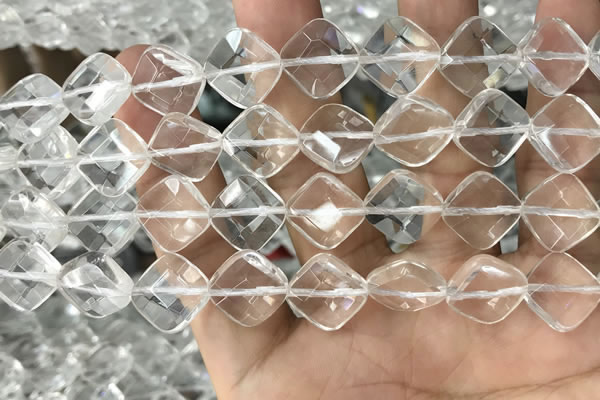 CNC755 15.5 inches 12*12mm faceted diamond white crystal beads