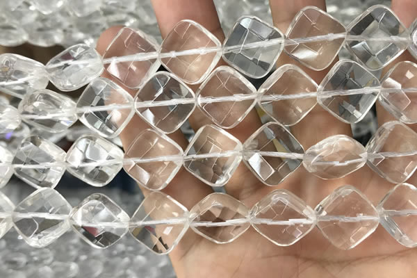 CNC758 15.5 inches 18*18mm faceted diamond white crystal beads