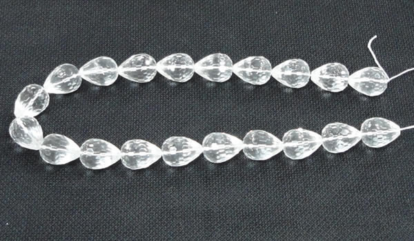 CNC76 12*16mm faceted teardrop grade A natural white crystal beads