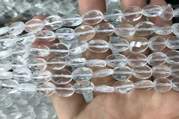 CNC762 15.5 inches 8*12mm faceted oval white crystal beads
