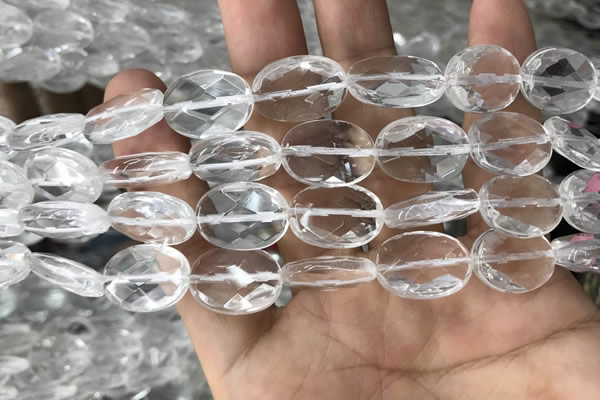 CNC765 15.5 inches 13*18mm faceted oval white crystal beads