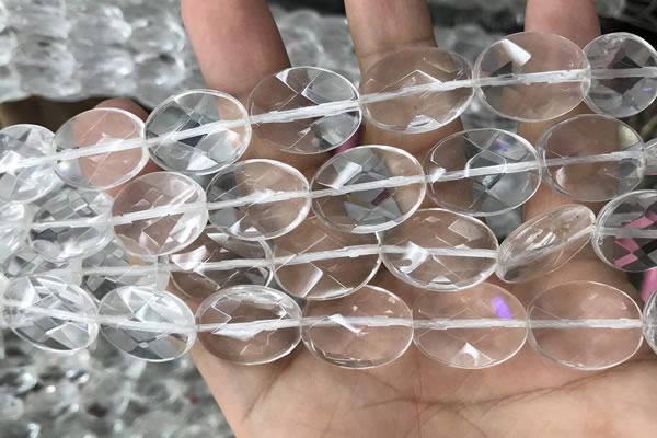 CNC766 15.5 inches 15*20mm faceted oval white crystal beads
