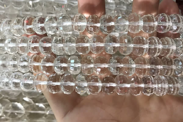 CNC800 15.5 inches 7*11mm faceted rondelle white crystal beads