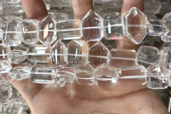 CNC809 12*16mm - 15*22mm faceted freeform white crystal beads