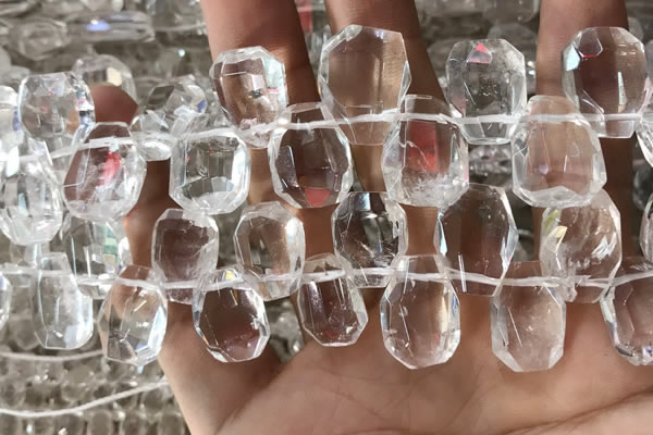 CNC810 Top drilled 12*15mm - 13*18mm faceted freeform white crystal beads