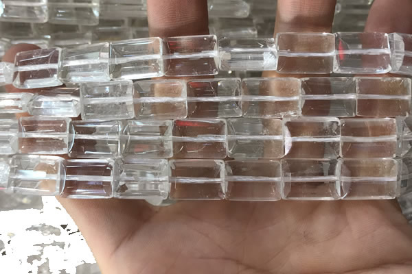 CNC812 15.5 inches 10*14mm faceted rectangle white crystal beads