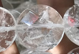 CNC817 15.5 inches 18mm faceted coin white crystal beads