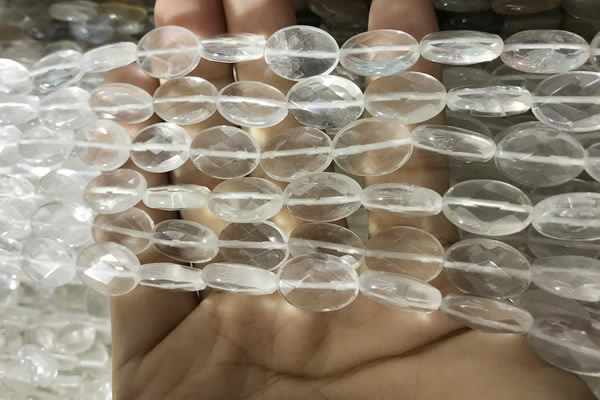 CNC840 15.5 inches 8*12mm faceted oval white crystal beads