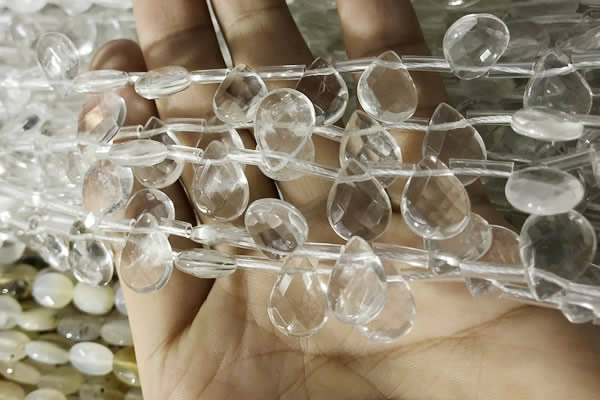 CNC843 Top drilled 8*12mm faceted briolette white crystal beads
