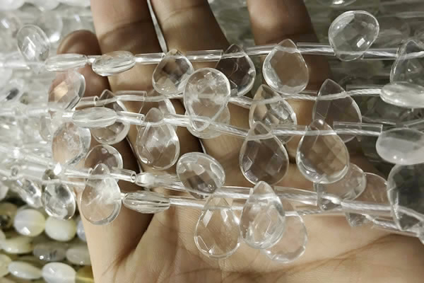 CNC844 Top drilled 10*14mm faceted briolette white crystal beads