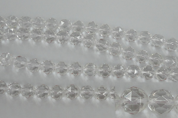 CNC90 15.5 inches 10mm faceted round natural white crystal beads