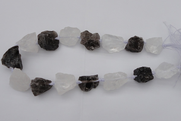 CNG1007 15.5 inches 15*25mm - 25*30mm nuggets white & smoky quartz beads