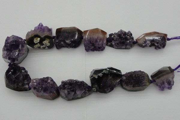 CNG1019 15.5 inches 20*25mm - 25*35mm nuggets amethyst gemstone beads