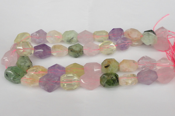 CNG1079 12*16mm - 15*20mm faceted nuggets multicolor quartz beads