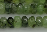 CNG1179 15.5 inches 6*14mm - 8*14mm nuggets green rutilated quartz beads