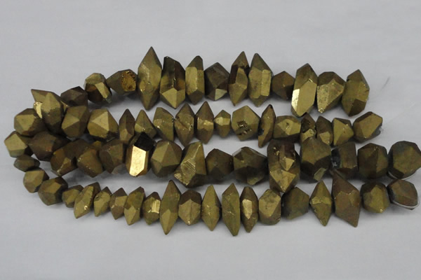 CNG1301 15.5 inches 10*20mm - 15*30mm faceted nuggets plated quartz beads