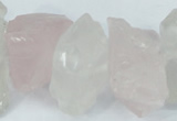 CNG1310 15*22mm – 16*35mm nuggets white crystal & rose quartz beads