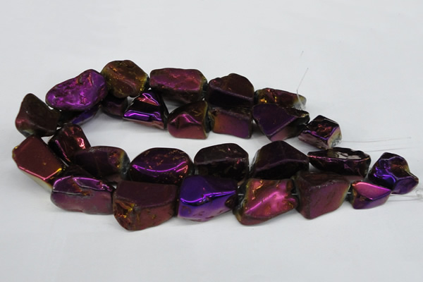 CNG1323 15.5 inches 15*30mm – 25*35mm nuggets plated quartz beads