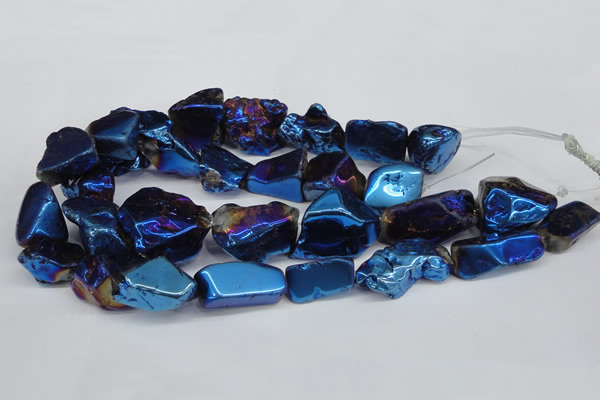 CNG1324 15.5 inches 15*30mm – 25*35mm nuggets plated quartz beads