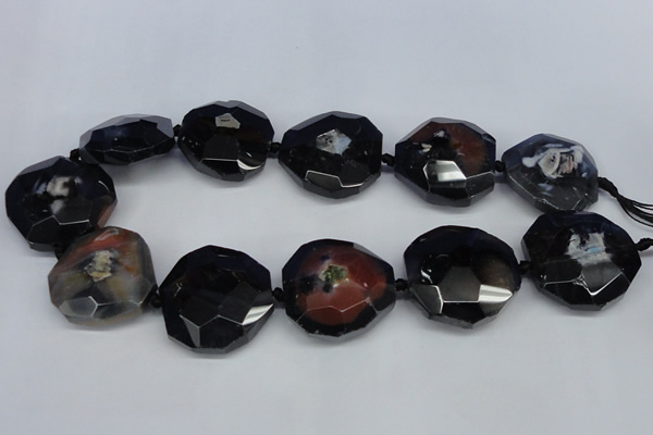 CNG1338 15.5 inches 32*35mm faceted freeform agate beads