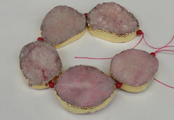CNG1499 8 inches 30*35mm - 35*45mm freeform agate beads with brass setting