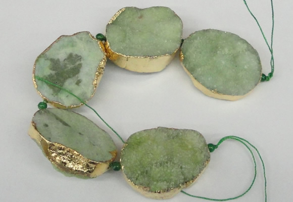 CNG1500 8 inches 30*35mm - 35*45mm freeform agate beads with brass setting