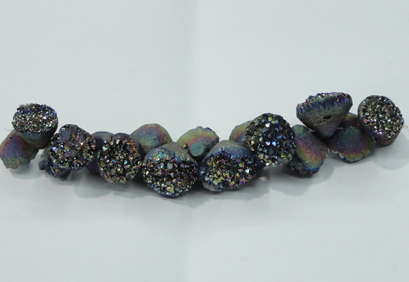 CNG1537 7.5 inches 10*14mm - 15*20mm nuggets plated druzy agate beads