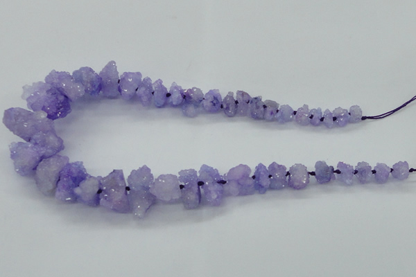 CNG1543 15.5 inches 6*8mm - 15*20mm nuggets plated druzy quartz beads